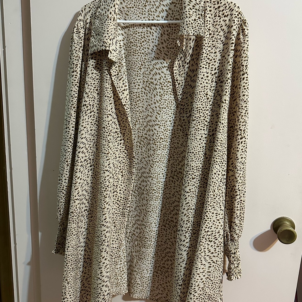 SHEIN Brown and Black Cape Jacket with Animal Print